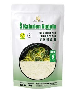 5 Kalorien Nudeln - 5kcal pro 100g -  Vegan - Glutenfrei- Fettfrei - Geruchsneutral - 250g