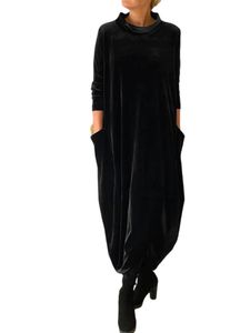 Damen Maxikleider Strickkleider Warm Pulloverkleid Elegant Winterkleider Pullikleid Schwarz,Größe XXL