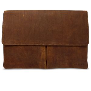 ROYALZ Universal Ledertasche für Tablets 11.6 - 12.2 Zoll Schutztasche Tablet-Tasche Ledertasche Retro Vintage Look, Farbe:Lava Braun
