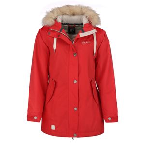 Dry Fashion Damen Wintermantel Skagen mit Fellimitat - Winterjacke Winter Mantel für Frauen Atmungsaktiv Winddicht Wasserdicht in Rot Größe 38