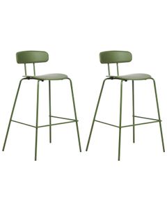 BELIANI Sada 2 barových stoličiek zelené plastové sedadlá kovové nohy barové stoličky k pultu