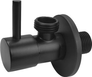Zawór do węża umywalkowego 1/2" x 1/2" BSP z czarnego matowego mosiądzu, długa dźwignia