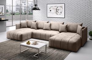 FURNIX U-Form-Sofa ASVIL Wohnzimmersofa mit Schlaffunktion und Bettkasten MH04