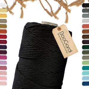 Makramee Garn · Schwarz 3mm x 200m · 3mm oder 5mm · viele Farben · Baumwollkordel · Baumwollgarn · DIY Bastelkordel · Kordelband