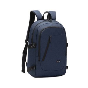 Große Kapazität Rucksack für Männer Frauen Student Schul Männlich Business Reise Rucksack Jugendliche USB Lade Laptop Rucksack, blau