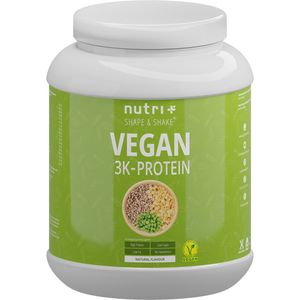 Protein Vegan 1kg - über 80 % pflanzliches Eiweiß - Nutri-Plus 3k-Proteinpulver - Veganes Eiweißpulver ohne Laktose & Milcheiweiß - Neutral