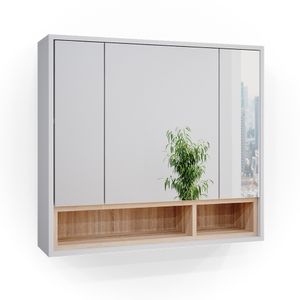 Vicco Bad Spiegelschrank Beatrice, 80 x 72 cm, Weiß/Sonoma