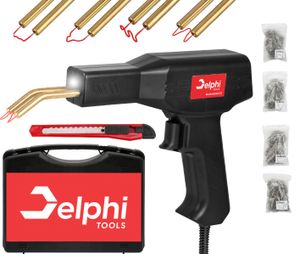 DELPHI TOOLS Kunststoff Schweißgerät Auto kunststoff Schweißen Schweißer Plastik Reparatur Set 50W + 800 Klammer KFZ Stoßstange, alle Bausatz