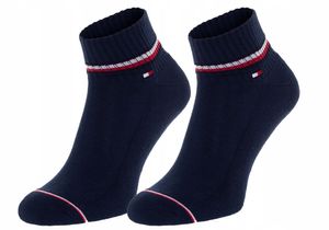 Tommy Hilfiger Pánske ponožky Iconic Quarter Socks 2 Pack 100001094 322 Navy - 39/42