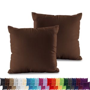 2er PACK JERSEY Kissenbezüge 100% Baumwolle Kissenhülle 160 Gr/m², in Größe: 80x80 cm, in Farbe: Schokobraun
