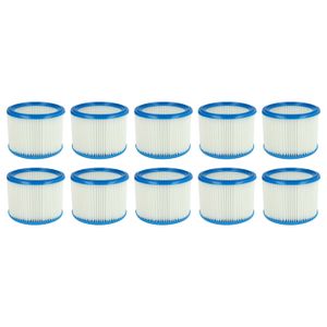 vhbw 10x Faltenfilter kompatibel mit Nilfisk Attix 50-21 XC, 50-2H PC / XC, 7, 751-11, 50-2M PC, 791-21 EC, 751-21 Staubsauger - Patronenfilter, Blau Weiß
