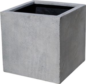 VIVANNO Pflanzkübel Blumenkübel Fiberglas "Block" Würfel, Beton-Design, Grau 50x50x50 cm