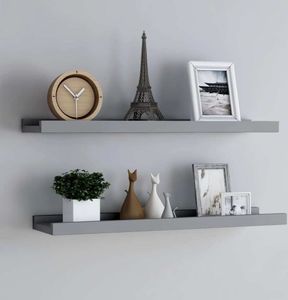 vidaXL Bilderleisten 2 Stk. Grau 80x9x3 cm MDF
