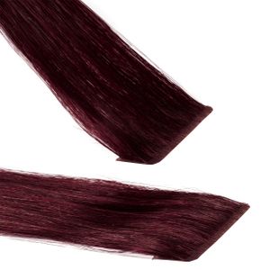 hair2heart Invisible Tape Extensions Ľudské vlasy Premium - 10 pások 40cm 55/65 svetlohnedá intenzívna fialová-mahagónová