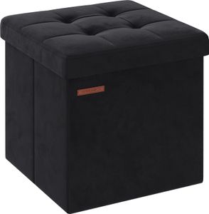 SONGMICS Sitzbank mit Stauraum aus Samt, klappbare Sitztruhe, Aufbewahrungsbox mit Deckel, Fußbank, 38 x 38 x 38 cm, bis 300 kg belastbar, für Flur