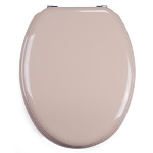 MSV WC Sitz Toilettendeckel MDF Holzkern „Beige“ Scharniere aus Edelstahl - hochwertige und stabile Qualität