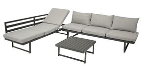 DEGAMO Sitzgruppe Gartenset Funktions Loungeset BOGOTA aus Aluminium matt-grau, 280x280cm, wetterfest