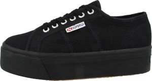 Superga 2790 Cotu Frauen Schnürung Segeltuch Plattform Turnschuhe Ganz Schwarz – 5,5 UK - 39 EU - 8 US / Alles schwarz