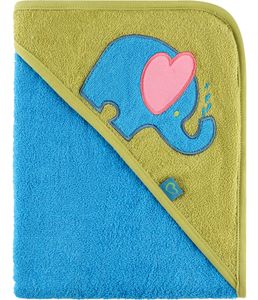 Kapuzenhandtuch Babyhandtuch aus Baumwolle 100cm x 100cm BE20-240-BBL, Farbe:Blau - Elefant, Größe:100 cm x 100 cm
