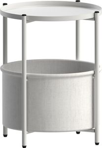 ML-Design Beistelltisch rund mit Stoffkorb & abnehmbarer Tablett, Couchtisch aus Metall