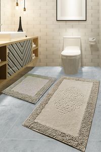 Mijolnir, Piante - Beige, Badematten, Mehrfarbig, Baumwolle, 60 x 100 cm