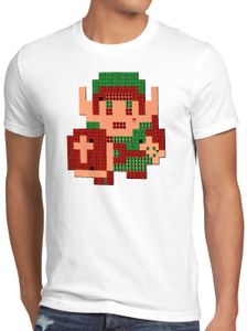 style3 8-Bit Link Herren T-Shirt pixel hyrule nes cocolint schwert, Größe:L, Farbe:Weiß