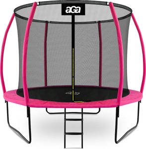 Aga SPORT EXCLUSIVE Trampolin, Kindertrampolin, Gartentrampolin mit Sicherheitsnetz 305 cm Rosa + Schutznetz + Leiter