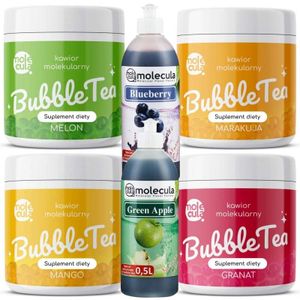Bubble Tea Set - Melone, Granatapfel, Passionsfrucht, Mangokugeln, Beerensirup, Apfel, Tassen und Strohhalme