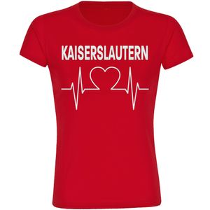 multifanshop Damen T-Shirt - Kaiserslautern - Herzschlag, rot, Größe XL