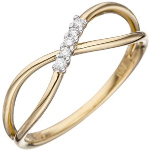 JOBO Damen Ring 62mm 585 Gold Gelbgold 5 Diamanten Brillanten Goldring Diamantring