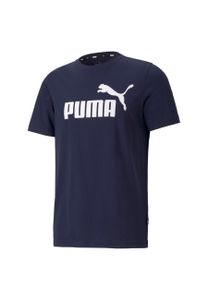 PUMA Herren T-Shirt - ESS Logo Tee, Rundhals, Baumwolle, uni Blau/Weiß 4XL