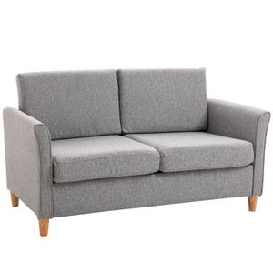 HOMCOM 2-Sitzer Sofa Stoffsofa Doppelsofa abnehmbar mit Kissen 200 kg-Belastbarkeit   Leinen Schaumstoff Hellgrau 141 x 65 x 78 cm