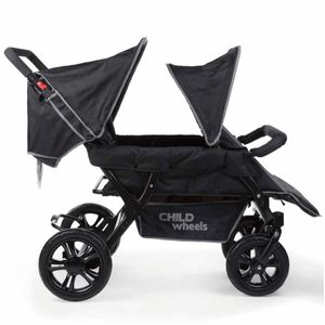 CHILDHOME Zwei-Mal-Zwei Vierlinge Kinderwagen Schwarz CWTB2