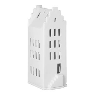 Kolesá Svetelný domček so sedlovou strechou Tealight Lantern Porcelánová biela