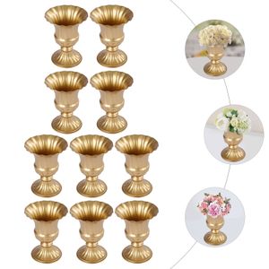 10 Stück Metall Vasen für Hochzeit Blumenarrangierungsvase Trompetenvase Deko (Gold, 6,3"H)