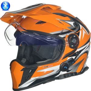RX-968 COM Bluetooth Crosshelm Integralhelm Quad Cross Enduro Motocross Offroad Helm Pinlock Orange V/RCK L (59-60)