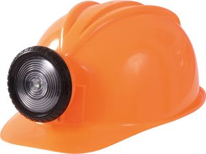 EDUPLAY 150107 Bauhelm mit Lampe für Kinder, Kunststoff, orange