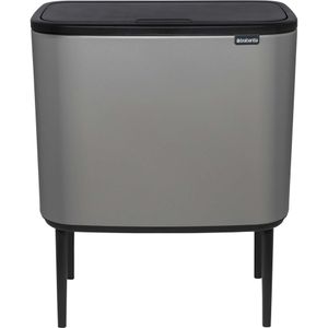 Brabantia Mülleimer Bo Touch Bin Mineral Concrete Grey, 3 x 11 L