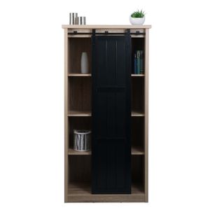 Schrank HWC-K75, Kommode Highboard, Schiebetüre 8 Staufächer, Holz-Optik Industrial Metall 163x76x38cm  naturfarben