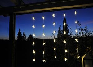 30 LED Sternenvorhang Lichterkette 0,9 x 1,2m Sterne Warmweiß Lichtervorhang