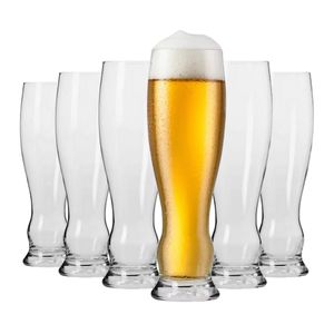 KIAPPO Weizenbiergläser - Gläser & Trinkgeschirr - Gläser Set - Geschenke für Männer - Biergläser - Weizengläser - Weißbierglas - Transparentes Glas - Spülmaschinenfest - 500ml Weizenbierglas 6x