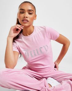 JUICY COUTURE TAYLOR T-Shirt Velour Diamante Bran Orchid S