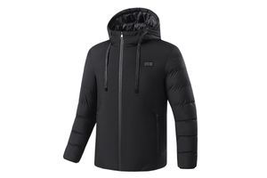 Beheizbare Jacke Damen Daunenmäntel USB Heizmantel Winterjacke Warme Jacke für Skifahren Schwarz,Größe:2xl