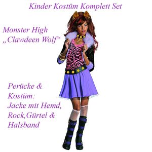 Monster High Clawdeen Wolf  Kostüm & Perücke Kinder # Gr. L / 140-146 (8-10 J.)