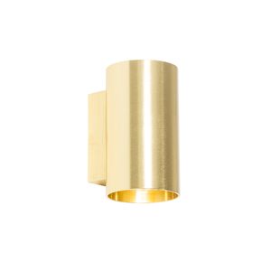 QAZQA - Moderne Wandleuchte Gold I Messing rund - SandyI 2-flammig I Wohnzimmer I Schlafzimmer I Up & Down - Aluminium Rund - LED geeignet GU10