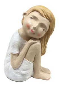Kantenhocker Mädchen Elisa | Dekofigur Figur Zierfigur | 24 cm | Skulptur Kantensitzer