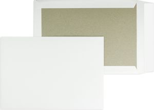 25 Papprückwandtaschen Weiß 229x324 mm (DIN C4) mit Haftklebung