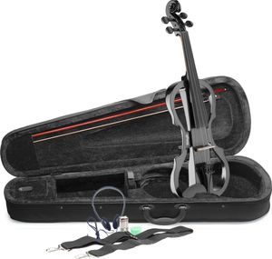 Stagg EVN X-4/4 MBK 4/4 E-Violine Set E-Geige Schwarz Metallic inkl...