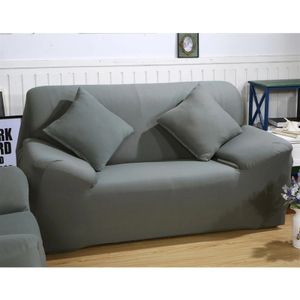 Sofa Überwürfe Sofabezug Elastische Stretch Sofabezüge Rippstrick (Grau, 2 Sitzer für Sofalänge 140-185cm)