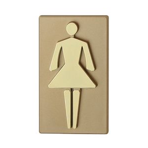 DOMINO WC Schild Selbstklebend 8,5 cm x 4,7 cm | Toilettenschilder Damen WC | Türschild Gäste | Idealer WC Aufkleber | Toiletten Schild | WC-Schilder für Büros, Restaurants | Farbe: GOLD